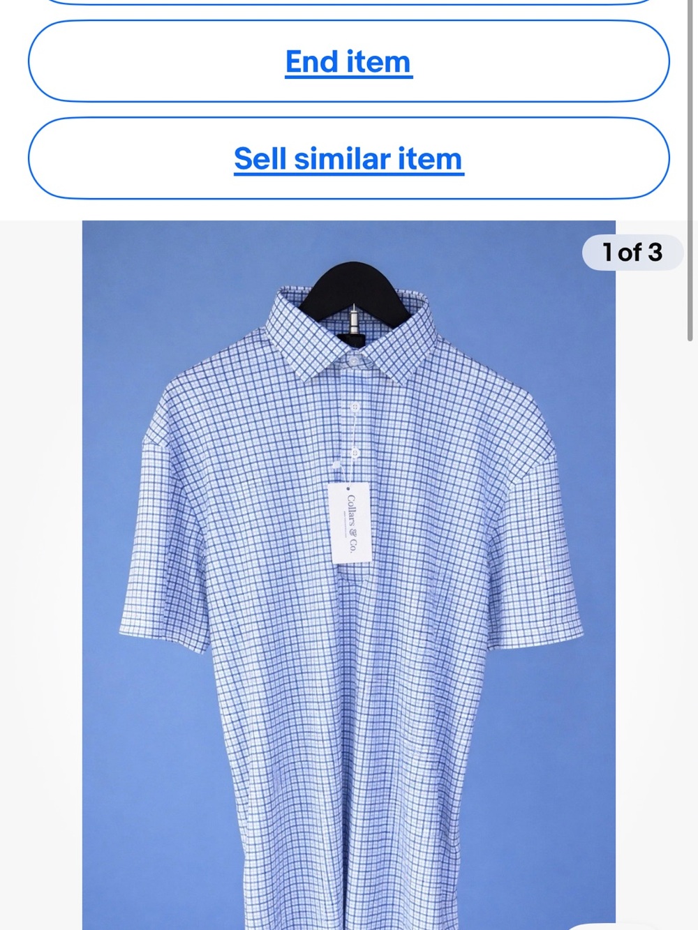 Men's Short-Sleeve Checked Polo Shirt in Light Blue